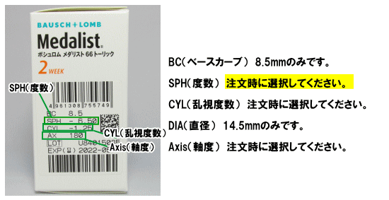 メダリスト66トーリックのデータと注文方法