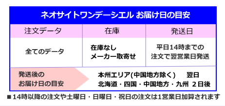 ネオサイトワンデーシエルの発送日とお届け日の目安