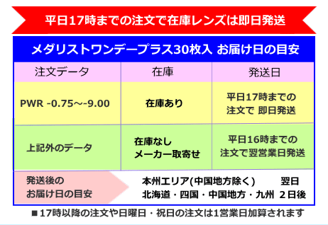 メダリストワンデープラスお届け予定日