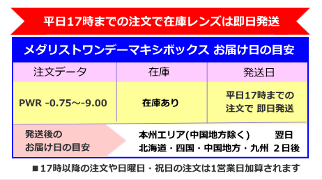 メダリストワンデープラス90枚入りマキシボックスお届け予定日