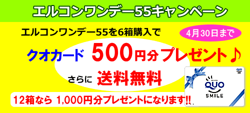 エルコンワンデー55を6箱でクオカード500円プレゼント