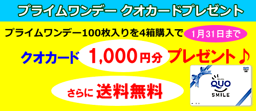 プライムワンデー100枚入り2箱でクオカード1,000円分プレゼント