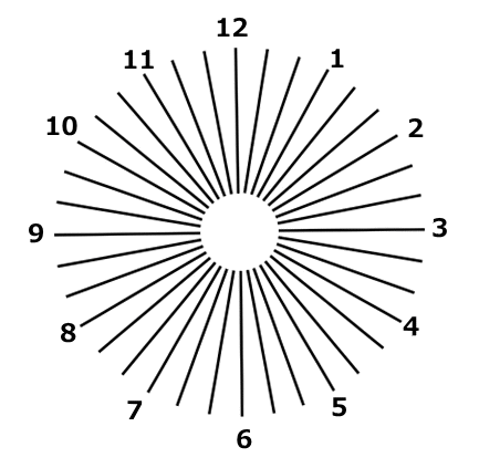 乱視の検査-縦横斜めの放射線